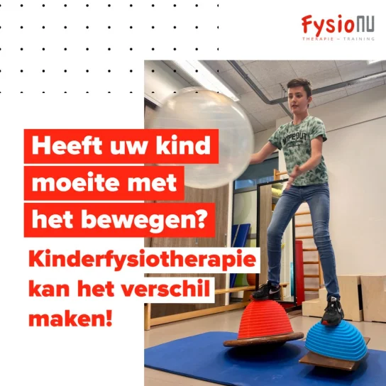 Kinderfysiotherapie in zaal - socials